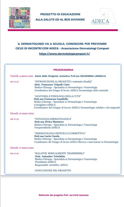 “IL DERMATOLOGO VA A SCUOLA: CONOSCERE PER PREVENIRE”